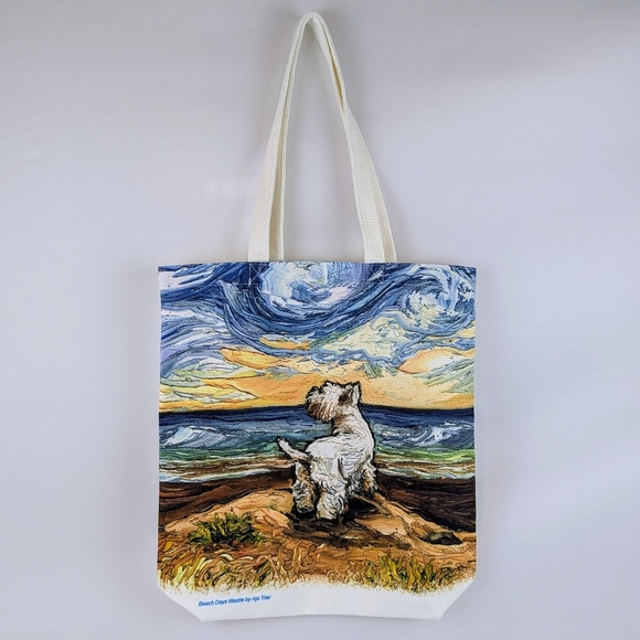 lumagallerie Handbags - Tote Bag Westie Beach Days By Aja Trier Poly Poplin Multicolor NWT